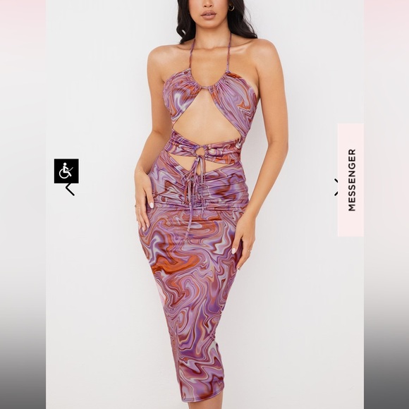 Multicolor Halter Cut-Out Dress - Picture 2 of 9